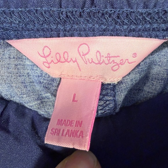 Lilly Pulitzer Bal Harbour Palazzo Pants Navy Shell Me Something Floral Large - Picture 11 of 15